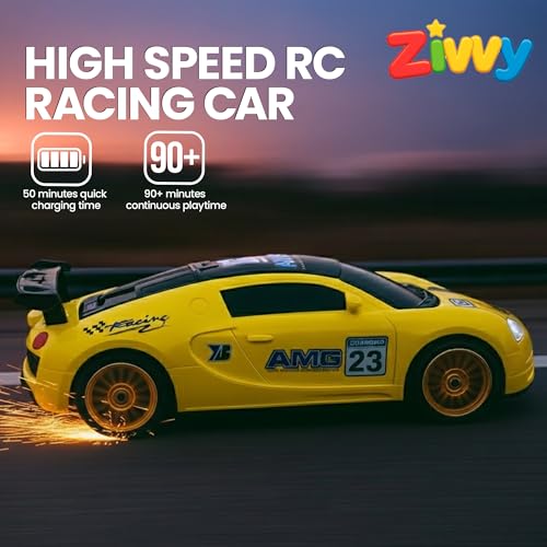 Image of Big Rechargeable Remote Control Car Toys | LED Headlights, Spray Smoke,Up to 120 min Non-Stop Play Time, 150ft Remote Range, USB Charging, Anti-Skid Tyres, BIS Certified,Birthday Gift for Kids