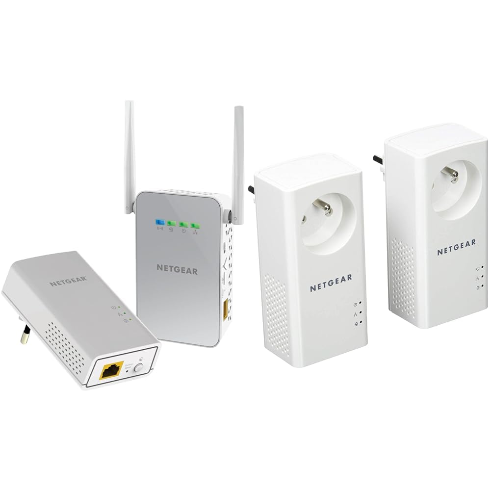 NETGEAR PLPW1000, CPL WiFi 1000 Mbps avec 1 Port Ethernet, Prise CPL Fibre idéal & PLP1000, CPL 1000 mbps avec Port Ethernet, Prise CPL Fibre idéal pour Avoir Internet Partout dans la Maison