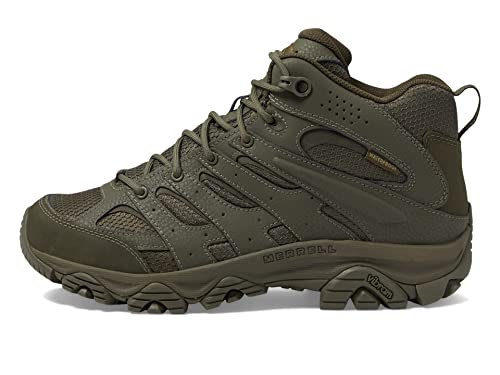 Merrell Men's Moab 3 Tactical Mid Waterproof Boots, Coated Leather & Mesh Upper Combat Hiking Work Shoes Military4
