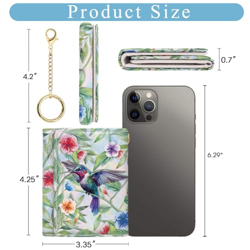 Image of Jogjam Womens Wallet, Hummingbird Small Slim RFID Blocking Card Wallets, Cute Trifold PU Leather Card Holder Wallet Organizer, Mini Pocket Cash Wallet with 7 Card Slots ID Window for Girls Ladies Wife