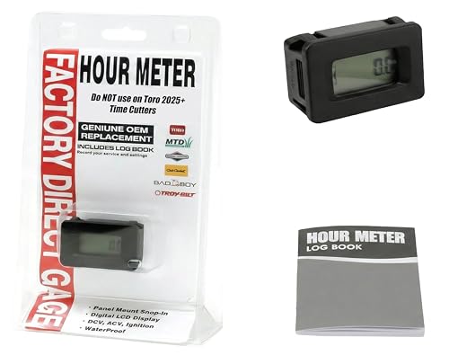 Hardline Products USA Digital Hour Meter OEM Replacement for John Deere - Toro - Ariens & Briggs Stratton Fits 100 X & G Series Mowers Waterproof Maintenance Gauge for Tractors - E330