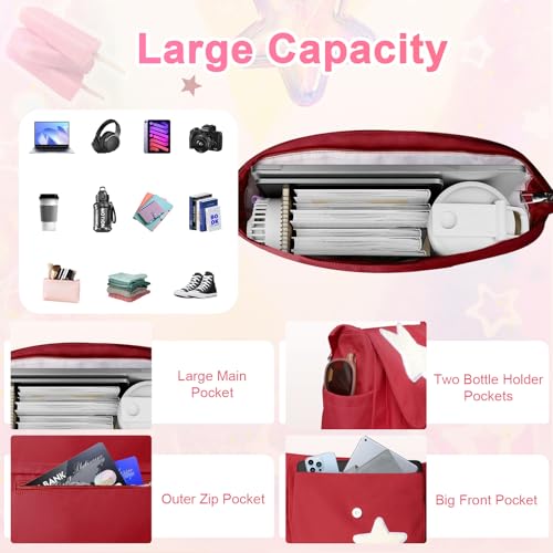 Image of Y2K Messenger Bag for Women, Lightweight Spacious Stars Tote Purse with Cute Coin Purse, Crossbody Shoulder Bag