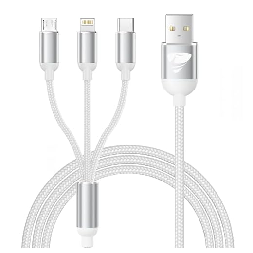 Aioneus 3 en 1 Multi Cable de Carga, Nylon Cable Cargador Móvil Cable Múltiple USB a Tipo C/Micro/Lightning Cable para iPhone, Samsung Galaxy, MacBook Pro/Air, Google Pixel, Huawei, iPad