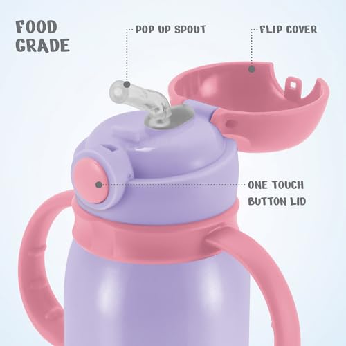 Image of MILTON Fountain 650 ISI Certified Stainless Steel Water Bottle, Leak Proof, Rust Proof, Single walled,1 Yr Warranty, Ideal Sipper Water Bottle for School Kids Bottle, 625 ml, Purple (Astronaut)