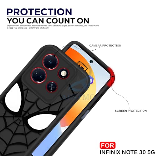 Image of AESTMO Back Case Cover for Infinix Note 30 5G Cover | Spidey Face Mask Design | Silicone Case | Full Body Protection | Camera Protection Back Cover for Infinix Note 30 5G (Black)