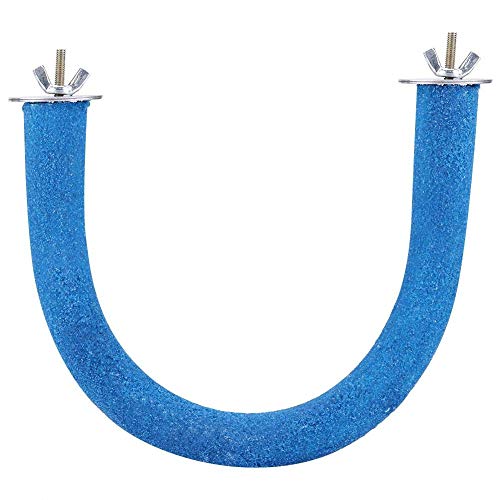 Image of Bird Perch U-Shape Wood Perch Stand Rack Grinding Toys for Parrot Macaw African Grey Budgie Parakeet Cockatiel Conure Lovebird Cage Shelf(Blue)