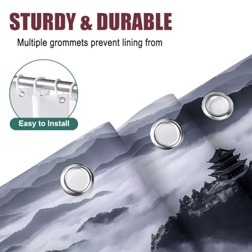 Rideau de douche polyester imperméable noir et blanc 180x200 pour baignoire et douche - 6