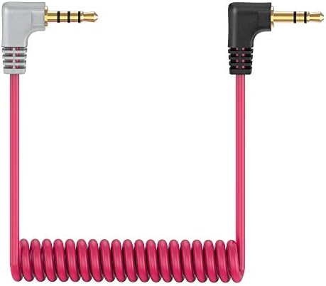 3.5mm TRS to TRRS Microphone Cable Compatible with Rode SC7, 3.5mm Male Coiled Right Angle Mic Cord Connect Smartphone, Tablets, VideoMic, VideoMicro, and More External Microphone