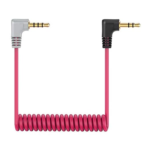 3.5mm TRS to TRRS Microphone Cable, Ancable 1/8 Male to Male Coiled Right Angle Mic Cord Compatible iPhone, Smartphone, Tablets with Rode SC7, VideoMic, VideoMicro Go, BOYA and More External Mic