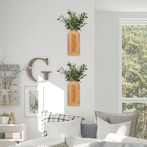   2-Pack-Wall-Decor-Wood-Wall-Planters-for-Indoor-Plants-Modern-Wall-Planter-for-Bathroom-Living-Room-Kitchen-Wall-Decor-Farmhouse-Wall-Vase-for-Decor-Dried-Flowers-and-Faux-GreeneryRustic-Brown