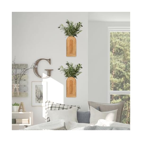   2-Pack-Wall-Decor-Wood-Wall-Planters-for-Indoor-Plants-Modern-Wall-Planter-for-Bathroom-Living-Room-Kitchen-Wall-Decor-Farmhouse-Wall-Vase-for-Decor-Dried-Flowers-and-Faux-GreeneryRustic-Brown