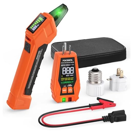 Focemta Circuit Breaker Finder Kit with GFCI Outlet Tester for 90-135V AC Circuits,includes Light Socket Adapter, 3-2 Prong Grounding Adapter & Clip adapter,Portable Electrical Tool with Carrying Case