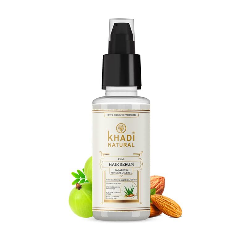 Khadi Natural Hair Serum, Paraben and Mineral Oil Free, Anti-Dandruff Formula with Aloe, 30ml (Pack 1, Hair Serum)