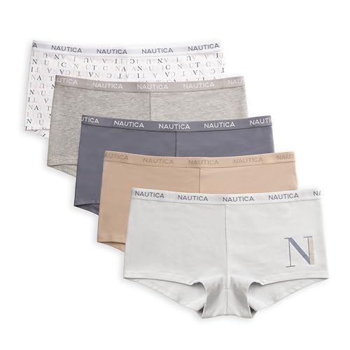 Image of Nautica Women's Cotton Boyshort Underwear Set, 5-Pack