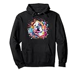 Photo Gallery cane bulldog colorful splash art felpa con cappuccio Photo Gallery cane bulldog colorful splash art felpa con cappuccio