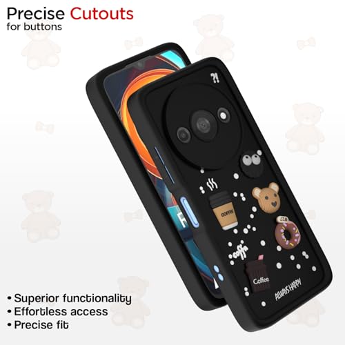 Image of Pikkme Back Cover for Redmi A3 (2024) / Redmi A3x / Poco C61 | 3D Cartoon Silicone Case Cute & Fun Full Protective Bumper Cover (Black)