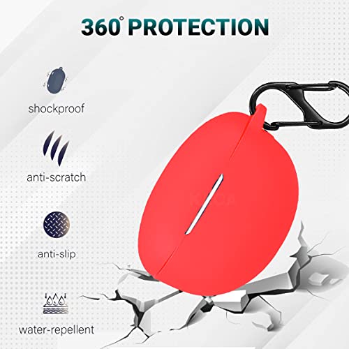 Image of KACA Protective Shockproof Silicone Cover Case with Buckle Compatible with Huawei Freebuds 4i (Red)