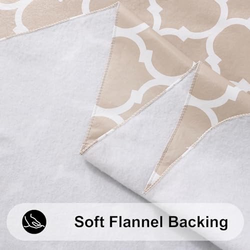 Image of Smiry Rectangle Table Cloth, Flannel Backed Vinyl Tablecloth, 70 inchx120 inch | Waterproof Plastic Tablecloths, Wipeable Table Cover for Dining, Indoor and Outdoor (Khaki)