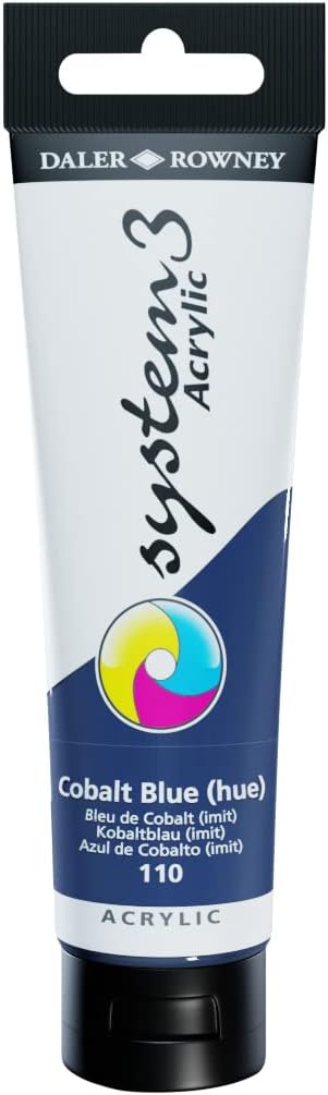 Daler Rowney System3 Cobalt Blue Hue 150ml Acrylic Paint Tube - Acrylic Painting Supplies for Artists and Students - Artist Paint for Murals Canvas and More - Art Paint for All Skill Sets