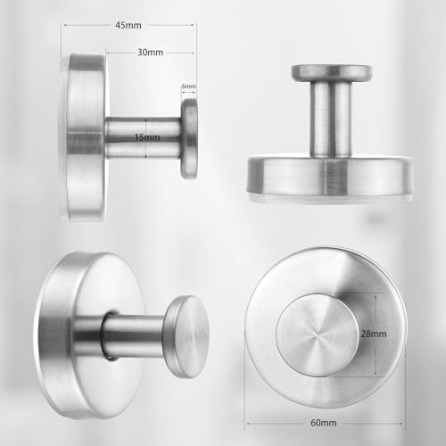 Image of Suction Cup Hooks, 2 Pack Silver Stainless Steel Suction Hooks for Shower | No-Drill, Reusable Removable, Towel Hook Holders for Bathroom Kitchen, For Smooth Surfaces Like Tile, Glass, Mirror