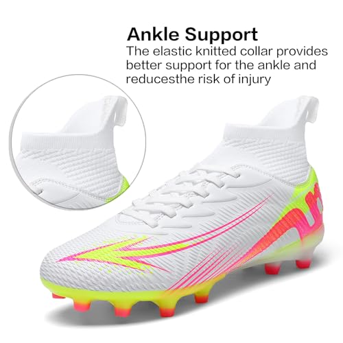 Image of Soccer Cleats for Mens Womens High Tops Lace Up Unisex Football Shoes Indoor Turf Soccer Shoes AG FG TF for Beginners to Advanced Players