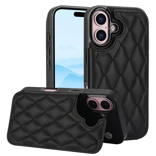 Étui en cuir iPhone 13 Pro Max noir anti-rayures avec support