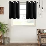 MRTREES Tier Curtains Black 30 inch Length Blackout Kitchen Tiers Short Cafe Curtains Triple Weave Bathroom Small Window Treatments Grommet Top 2 Panels