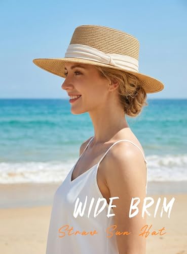Sombrero de paja para mujer con ala ancha para verano miniatura 5
