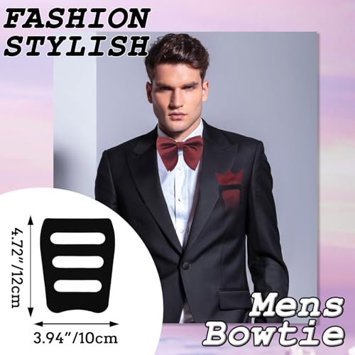 Image of Oversized Bow Ties for Men, Pre-Tied Bow Tie and Handkerchief with Pocket Square Holder Set for Wedding Party Daily
