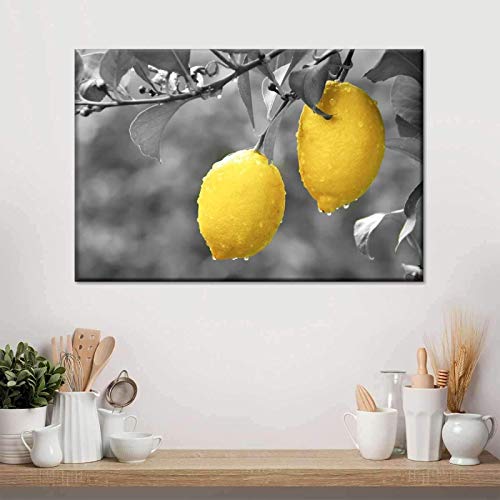 Peinture Mur Art Fruit Jaune Citron Idéale pour Décor de Cuisine Moderne