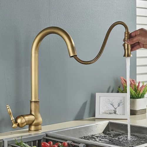 Grifo de cocina de latón antiguo monomando para fregadero comercial 4