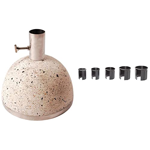 esschert Design PV09 Pied de Parasol en Granit Blanc 24 x 25 x 25 cm 115 kg & Doppler Socle en Granite avec Bague de réduction Noir Diamètre intérieur 52 48...