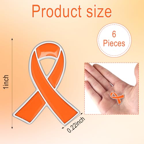 Image of 6Pcs Awareness Enamel Ribbon Lapel Pins Ribbon Brooch Pin for Charity Events Survivor Campaign Party Favors Supplies