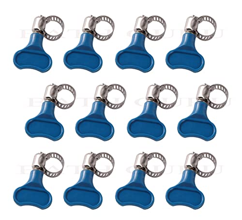 Image of BATH GURU Stainless Steel Hand Adjustable Worm Gear Key Type Hose Clamps 3 /4 Inch Gas Water Tap Garden Pipe Clamp Clips for Plumbing Mechanical & Multi Uses (Pack Of 12, .75 Inch)