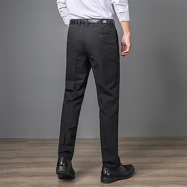 Vogrtcc mäns anpassade raka kostymbyxor business enkla byxor