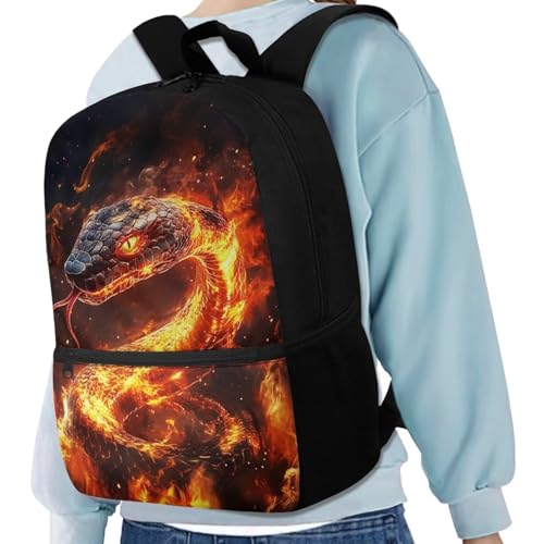 Showudesigns Fire Snake Backpack for School Boys 8-9 10-12 School Bags Middle High Bookbag Back Packs with Front Pocket Students Schoolbag Back To School Daycare Daypack Satchel4