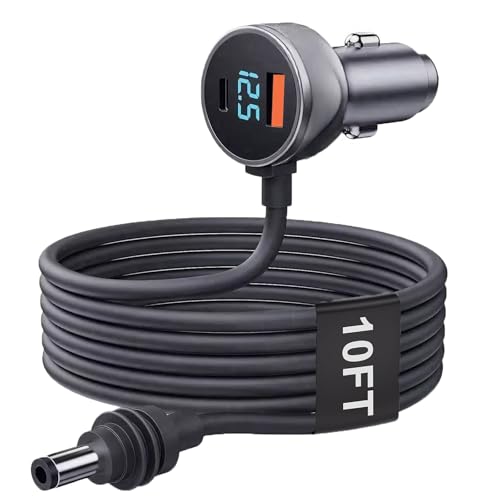 Starlink Mini Cable, 3 in 1 Starlink Mini Car Charger 12V-24V DC Power Cable Cigarette Lighter Adapter with Digital Display, PD 30W + USB-A 30W + DC 72W Car Power Supply for Trucks RVs Boats(10FT)