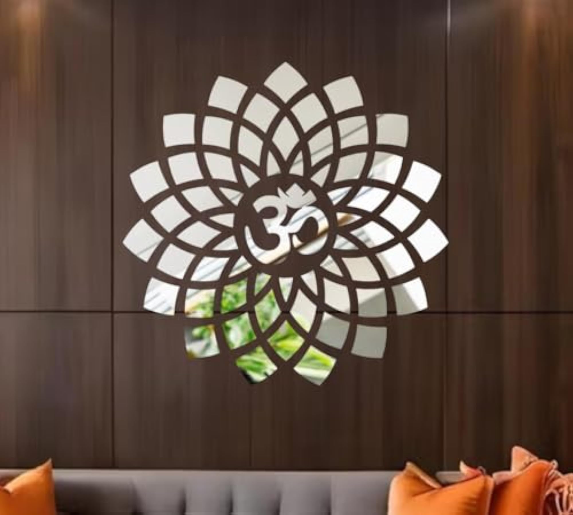 Om Silver Acrylic 3D Mirror Wall Sticker for Home Decor