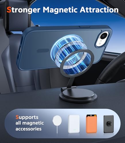 Image of FNTCASE for iPhone 17e & iPhone 16e Case Matte: Magnetic Phone Cases with Screen Protector Drop Proof Compatible with Magsafe Slim Anti Yellowing Protective Translucent Cell Phone Cover (C-Blue)