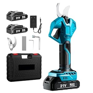 Akku Astschere Elektrische Gartenschere mit Bürstenlosem Motor, Akku Astschere mit Ladeanzeige, SK5 Klingen Max Schnittdurchmesser 50mm, für die Garten, 2x2000mAh Akku