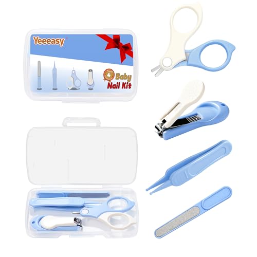 Image of Yeeeasy Baby Nail Clippers Kit Baby Grooming Set with Nail Clippers, Scissors, Nail File & Tweezers Baby Care Kit Fingernail Cutter for Baby,Newborn,Infant,Toddler,Kid(Blue)