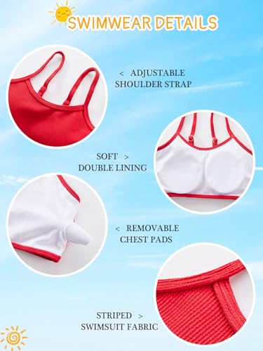 Image of Girl's 2 Piece Swimsuit Solid Spaghetti Strap Bikini Sets Beach Bathing Suit Swimwear for Teen Kids