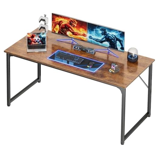 PRAISUN 55 X 24 Inch Computer Desk with Deeper Desktop, Gaming Office Writing Work Desk for Home Office, Study, Bedroom, Work from Home, Metal Frame, Rustic Brown
