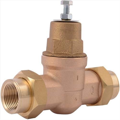 Cash Acme EB45 Pressure Regulating Valve, Double Union, 1 Inch NPT Female, Brass Top, 45 PSI, 23156-0045