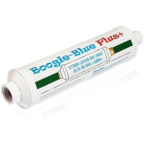 Boogie Blue Plus Garden Hose Water Filter for RV and Outdoor use - Removes Chlorine, Chloramines, VOCs, Pesticides/Herbicides Boogie Blue Plus High Capacity Filter - The Organic Gardener's Choice Cover