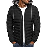 Manteau Homme Hiver Chaud Doudoune à Capuche Blouson Décontracté Thermique Casual Outdoor Veste Coupe Vent Manteaux avec Capuche Amovible