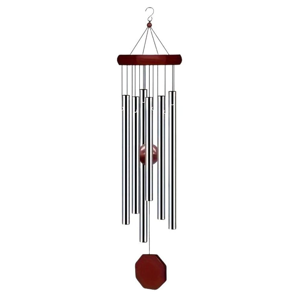 28-Calowy Dzwonek Wietrzny Do Użytku Na ZewnąTrz, Aluminiowy Dzwonek Z 6 Metalowymi Rurkami Do Dekoracji Na Zewnątrz, Na Patio, w Ogrodzie I Na Podwórku,Silver