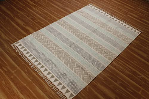 Tapis entrée lavable coton résistant aux taches réversible géométrique - 7