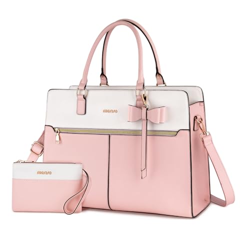 MOSISO Laptop Tote Bag for Women 15.6 inch Waterproof PU Leather Work Bag