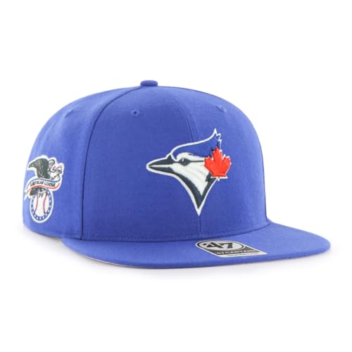 47 MLB Sure Shot Captain Hat Adjustable Structured 6-Panel Snapback Hat Cap Adult One Size Fits All (US Alpha One Size Toronto Blue Jays)